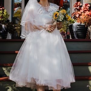 Gorgeous 2 piece tea length wedding dress